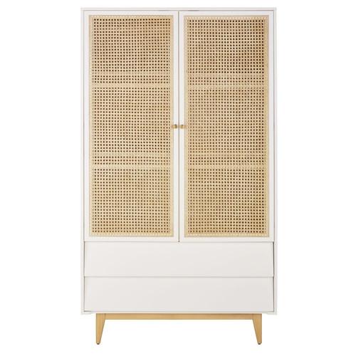 Armoire 2 Portes 2 Tiroirs Cannage En Rotin