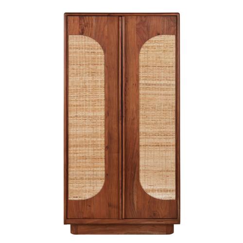 Armoire 2 Portes Coloris Noisette Et Rotin Tress¿