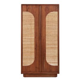 Armoire 2 Portes Coloris Noisette Et Rotin Tress¿