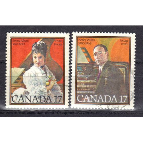 Canada 1980 : Personnalités De L'art Musical : Emma Albani (1847-1930), Soprano / Healley Willan (1880-1968), Compositeur - Série Entière De 2 Timbres Oblitérés