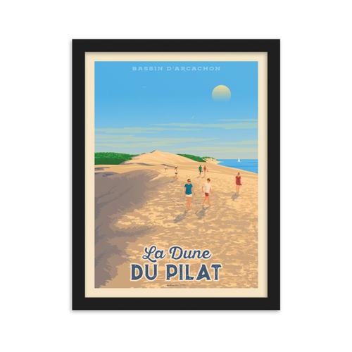 Affiche Dune du Pilat Arcachon + Cadre Bois noir 30x40 cm