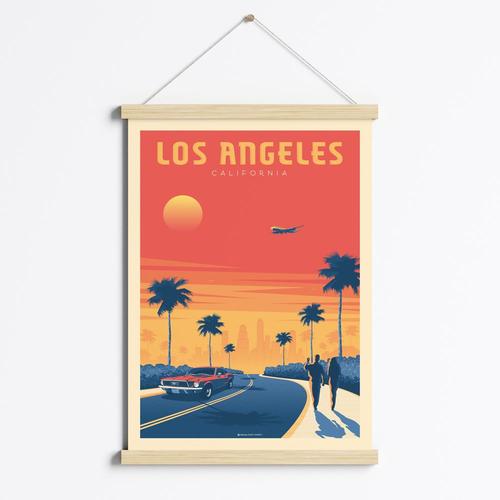 Affiche Los Angeles Californie + Cadre Magn¿tique (Bois) 50x70 cm