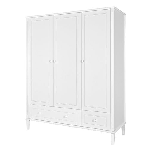 Armoire 3 Portes 2 Tiroirs Blanc