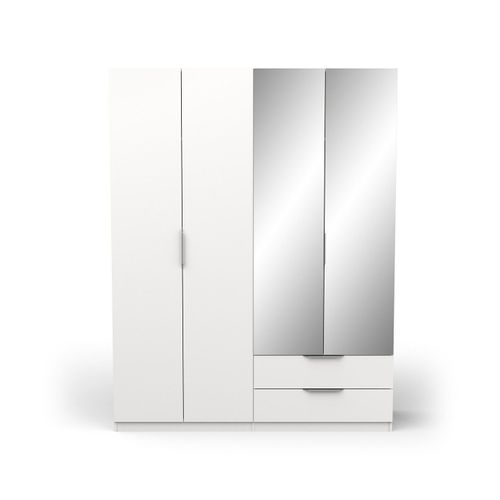 Armoire 4 Portes, 2 Tiroirs Et 2 Miroirs - L157,3 Cm