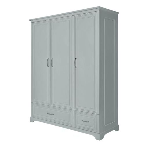 Armoire 3 Portes 2 Tiroirs Gris