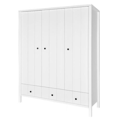 Armoire 3 Portes 2 Tiroirs Blanc