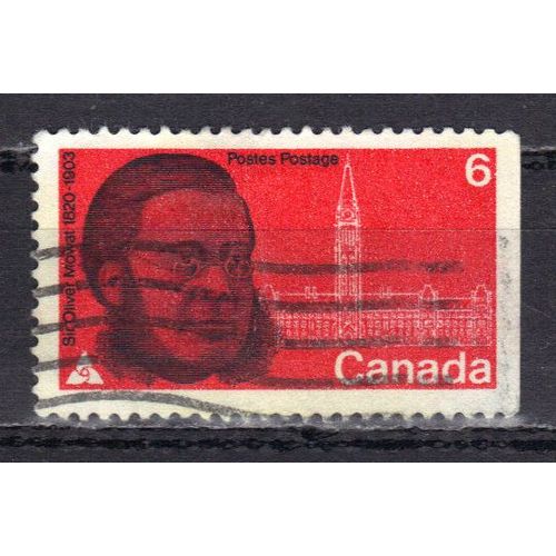 Canada 1970 : 150è Anniversaire De La Naissance De Sir Oliver Mowat, Homme D'etat - Timbre 6 C. Rouge Et Noir Oblitéré