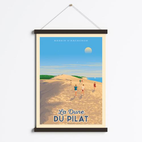 Affiche Dune du Pilat Arcachon + Cadre Magn¿tique (Bois Noir) 50x70 cm