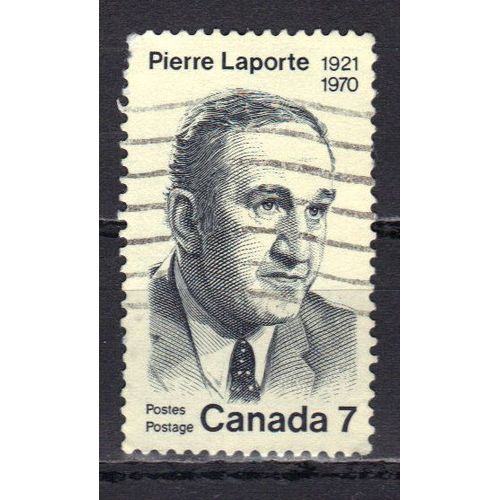 Canada 1971 : 1er Anniversaire De L'assassinat De L'homme Politique Pierre Laporte (1921-1970) - Timbre 7 C. Noir Oblitéré