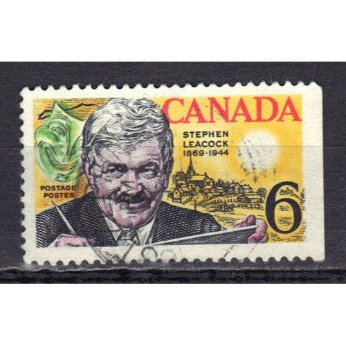 Canada 1969 : Centenaire De La Naissance De L'humoriste Stephen B. Leacock (1869-1944) - Timbre 6 C. Multicolore Oblitéré