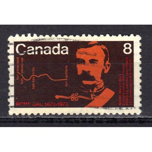 Canada 1973 : Centenaire De La Fondation De La Police Montée : Première Expédition Dans L'ouest Du Canada - Timbre 8 C. Oblitéré