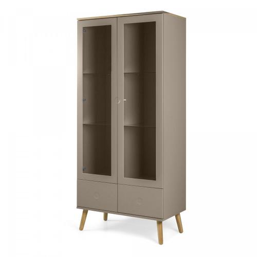 Armoire Scandinave Portes Vitr¿Es Avec Tiroirs Taupe