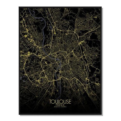 Affiche Toulouse Carte Nuit 40x50