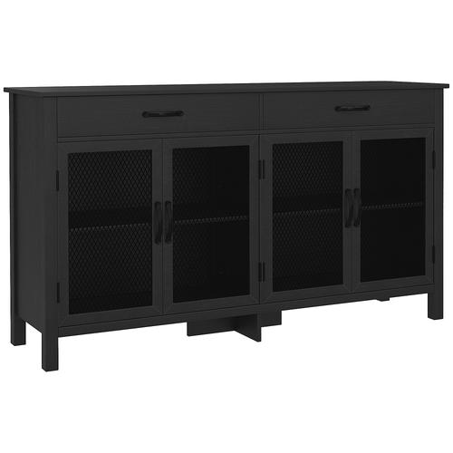 Buffet Design Industriel - 4 Portes, 2 ¿Tag¿Res, 2 Tiroirs - Noir