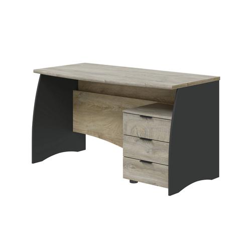 Bureau Avec 3 Tiroirs Effet Ch¿Ne Et Bois Anthracite