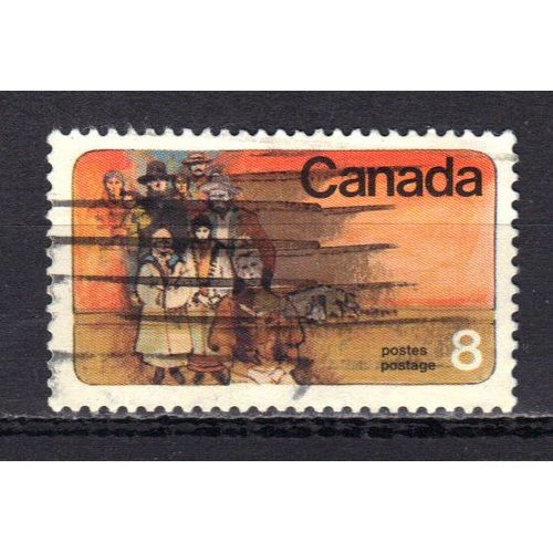 Canada 1974 : Centenaire De L'arrivée Des Colons Mennonites Au Manitoba - Timbre 8 C. Oblitéré