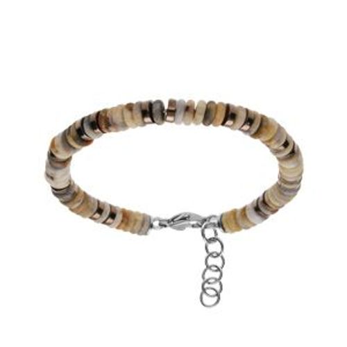 Bracelet Acier Et Rondelles Agate Teinté Véritable 20+2.5cm