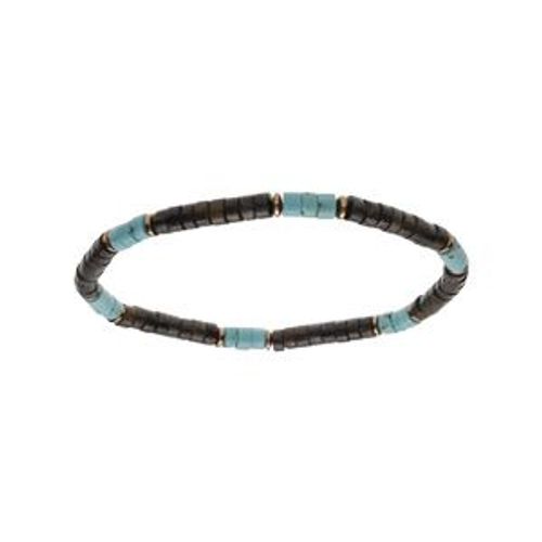 Bracelet Acier Extensible Turquoise Imitation, Ilmenite, Hématite