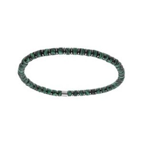Bracelet Acier Extensible Malachite Reconstituée Et Hématite