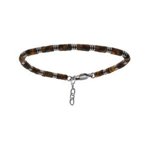 Bracelet Acier Oeil De Tigre Véritable 19+3cm