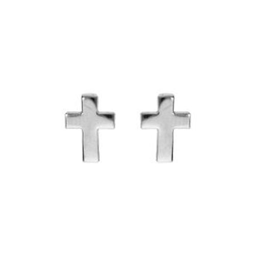 Boucles D'oreilles Tige Argent Rhodié Croix