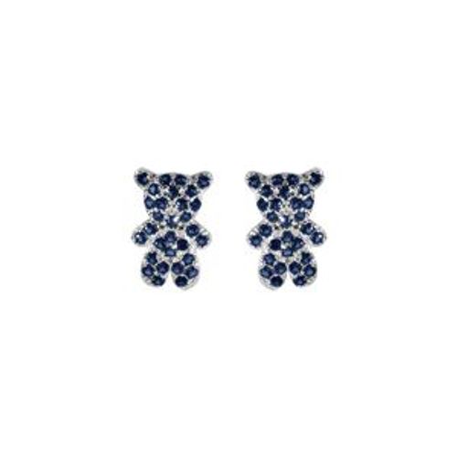 Boucles D'oreilles Tige Argent Ourson Oxydes Bleu