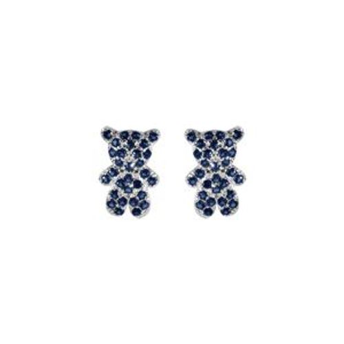 Boucles D'oreilles Tige Argent Ourson Oxydes Bleu