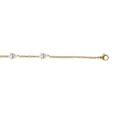 Bracelet Acier Et Pvd Doré 3 Oxydes Blancs En Goutte 16+3cm