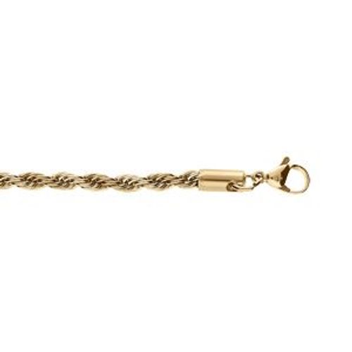 Bracelet Acier Et Pvd Doré Maille Corde 4mm 17+3cm