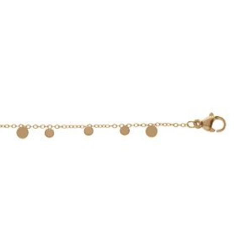 Bracelet Acier Pvd Doré Pampilles Pastilles Lisses 16+3cm
