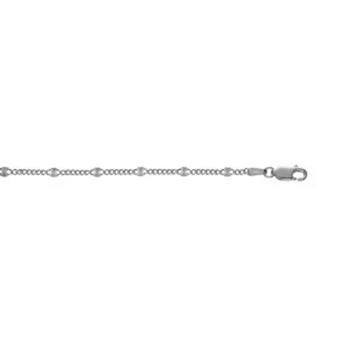 Bracelet Argent Rhodié Maille Gourmette Pastilles Diamanté Étoile E 18cm