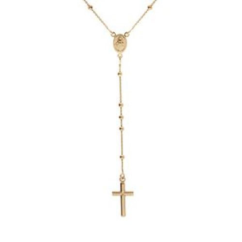 Collier Argent Dorure Jaune Chapelet 47cm