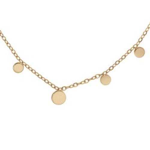 Collier Acier Pvd Doré Pampilles Pastilles Lisses 39+4cm