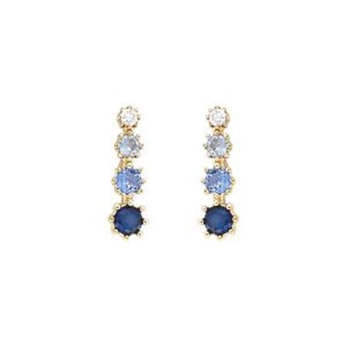 Boucles D'oreilles Tige Plaqué Or Pendante Dégradé Oxydes Bleu