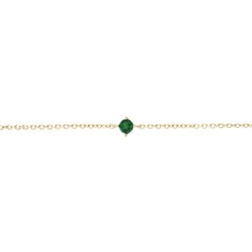 Bracelet Plaqué Or Solitaire Oxyde Vert 4mm 16+2cm