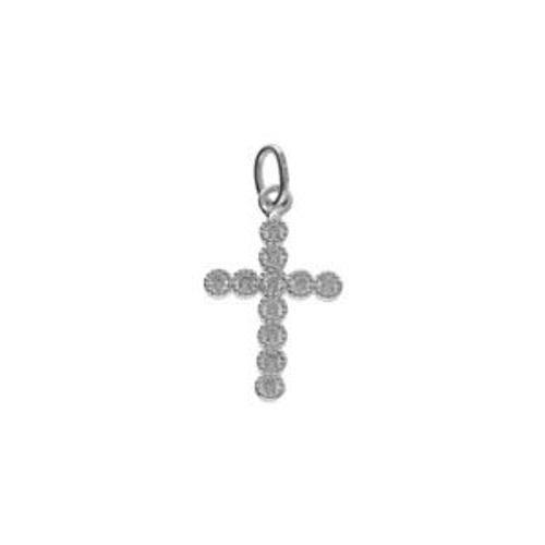 Pendentif Argent Platiné Petite Croix Avec Oxydes Blancs 15 X 16mm