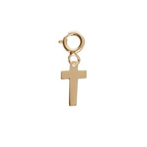 Pendentif Argent Et Dorure Jaune Croix Avec Anneau Ressort