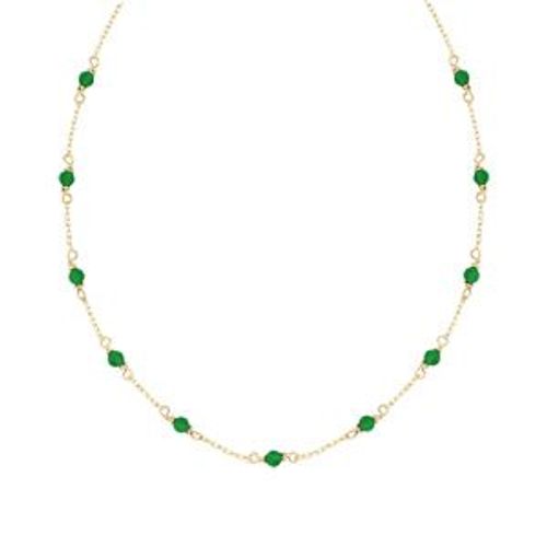 Collier Plaqué Or Pierre Agate Verte Véritable 38+4cm