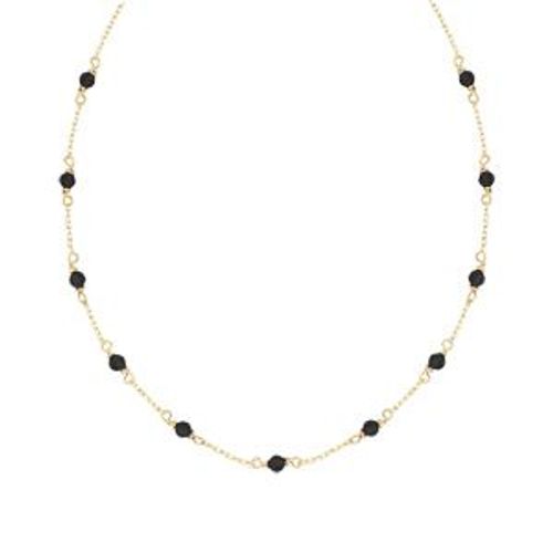 Collier Plaqué Or Pierre Onyx Véritable 38+4cm