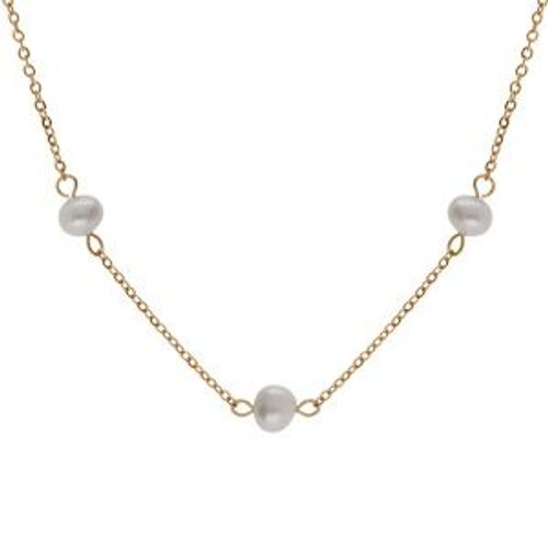 Collier Acier Et Pvd Doré Et Perles De Culture D'eau Douce 42+4cm
