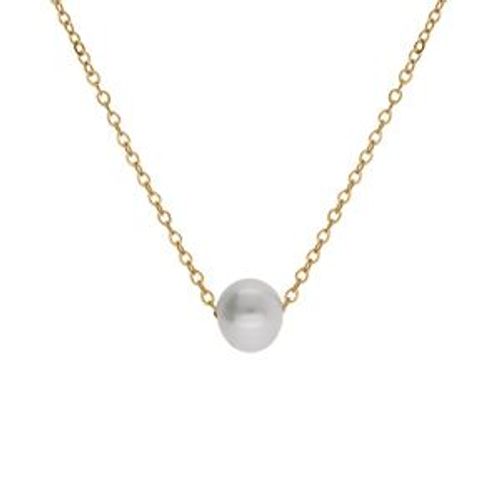 Collier Acier Et Pvd Doré Et Perle De Culture D'eau Douce 40+9cm