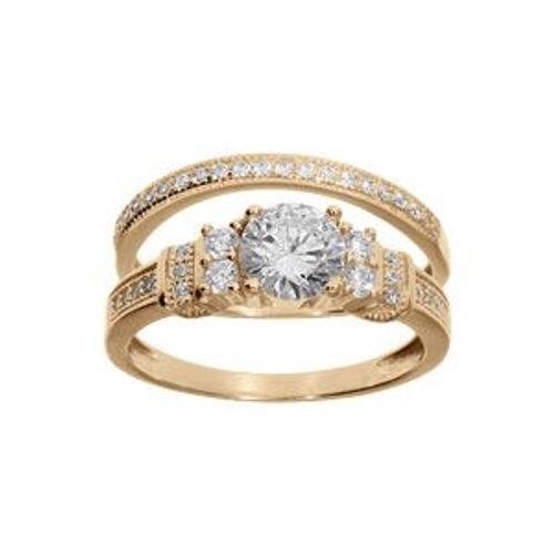 Bague Plaqué Or Duo Oxydes Blancs Sertis