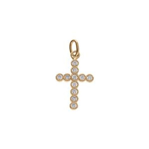 Pendentif Plaqué Or Petite Croix Avec Oxydes Blancs 15 X 16mm