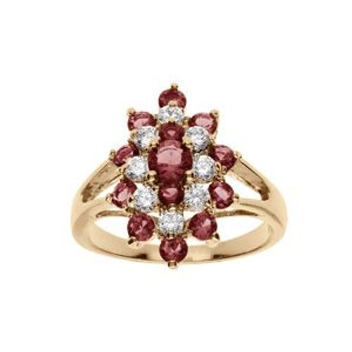 Bague Plaqué Or Marquise Oxydes Rouges Et Blancs