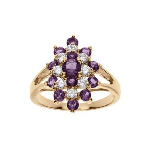 Bague Plaqué Or Marquise Oxydes Violets Et Blancs