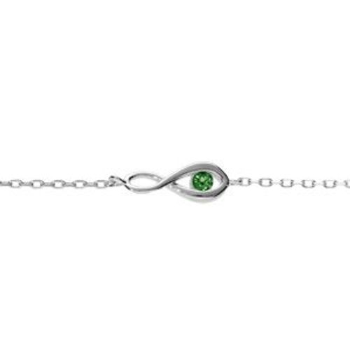 Bracelet Argent Rhodié Infini Oxyde Vert Foncé 16+2cm