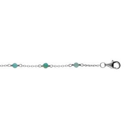 Bracelet Argent Rhodié Pierre Amazonite Véritable 16+2cm