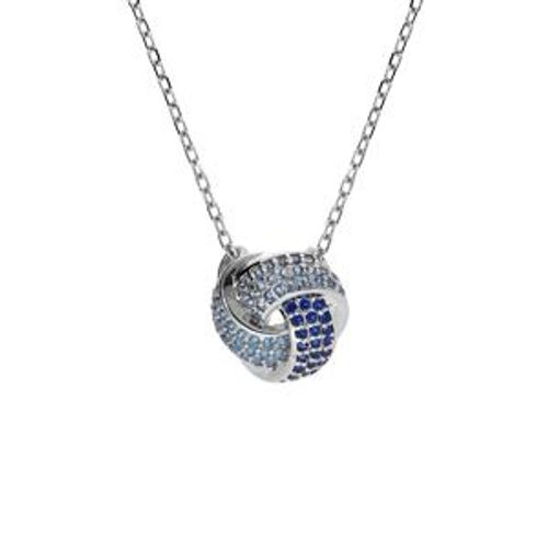 Collier Argent Rhodié Pendentif 3 Rubans Dégradé Oxydes Bleu