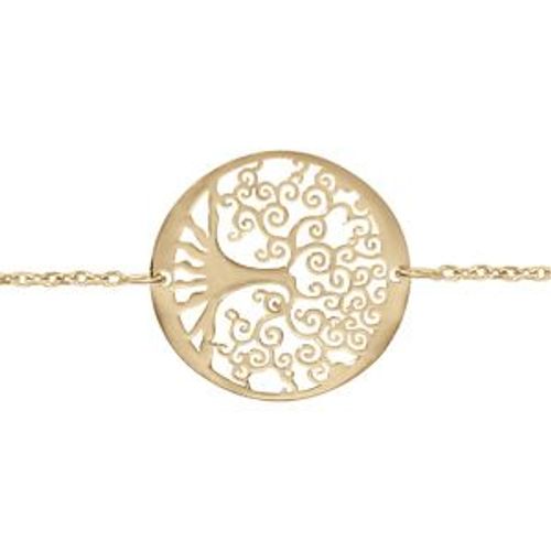 Bracelet Argent Et Dorure Jaune Arbre De Vie 16+3cm