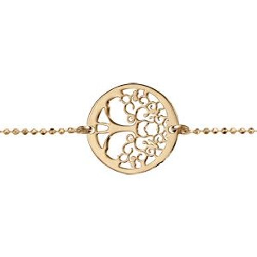 Bracelet Argent Et Dorure Jaune Maille Boules Avec Rondelle Arbre De Vie 16+3cm